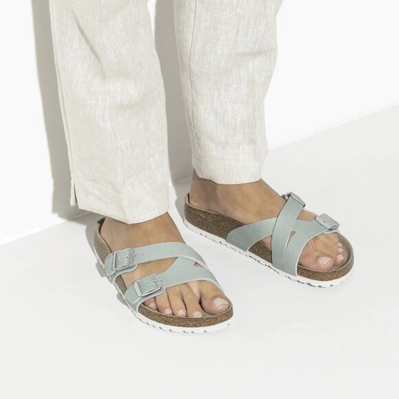 Birkenstock YAo Slide Sandals Aqua Leather Strappy Buckle Size 36 Women's US 5 - Picture 15 of 15